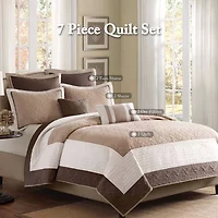 Madison Park Danville 7-Pc Quilt Set with Euro Shams and Throw Pillows