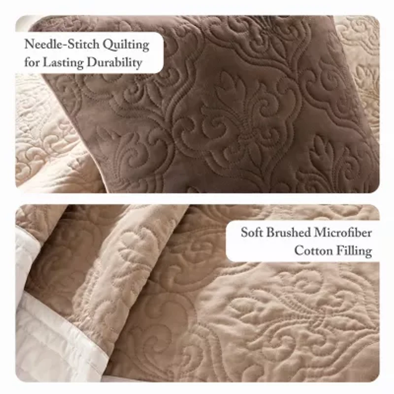 Madison Park Danville 7-Pc Quilt Set with Euro Shams and Throw Pillows