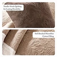 Madison Park Danville 7-Pc Quilt Set with Euro Shams and Throw Pillows