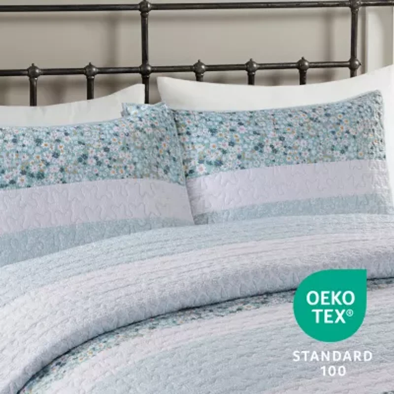 Madison Park Evian Seersucker 4-pc. Hypoallergenic Quilt Set