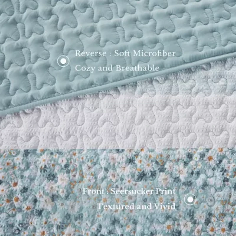 Madison Park Evian Seersucker 4-pc. Hypoallergenic Quilt Set