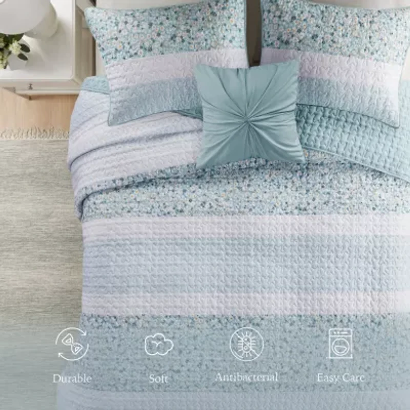 Madison Park Evian Seersucker 4-pc. Hypoallergenic Quilt Set