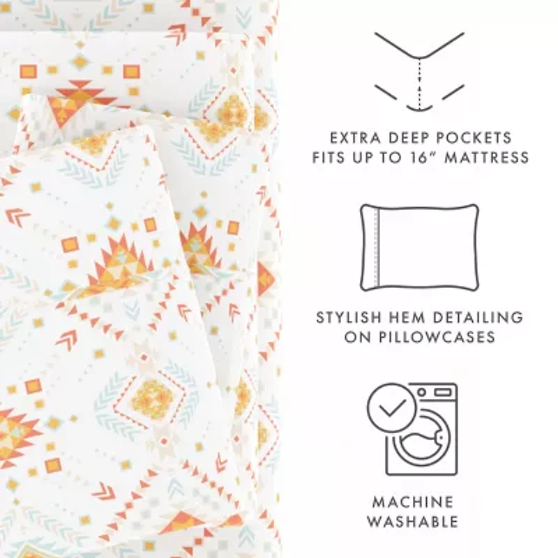 Casual Comfort Boho Pattern Deep Pocket Sheet Set