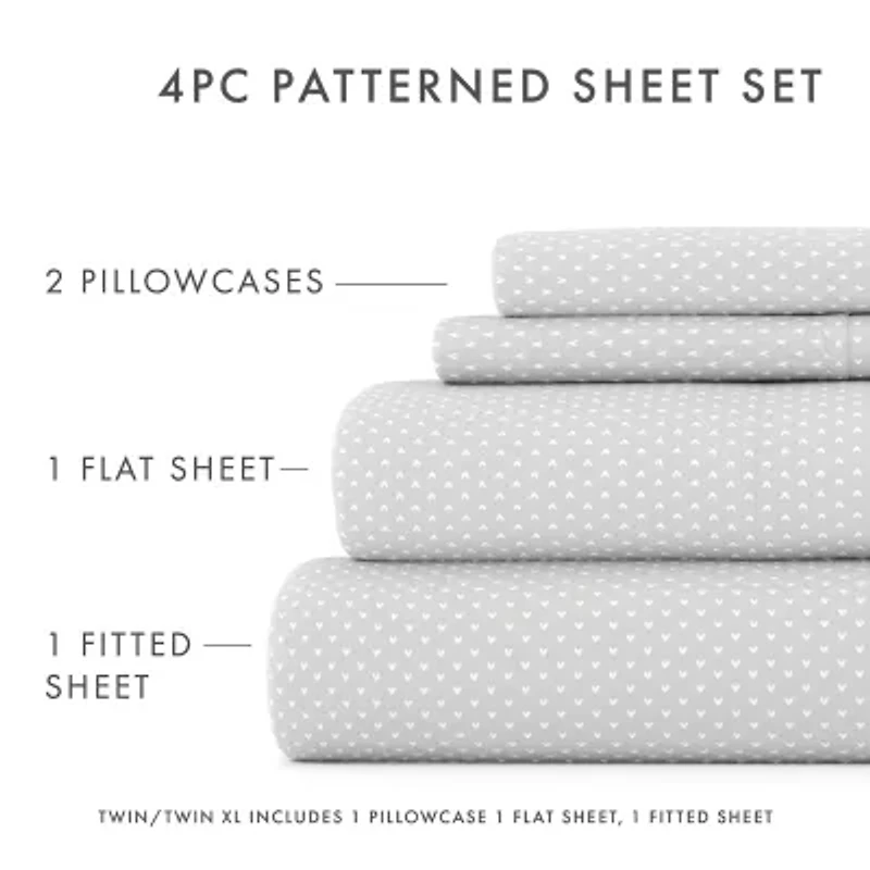 Casual Comfort Heart Pattern Deep Pocket Sheet Set