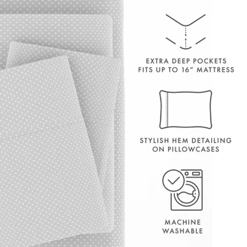 Casual Comfort Heart Pattern Deep Pocket Sheet Set