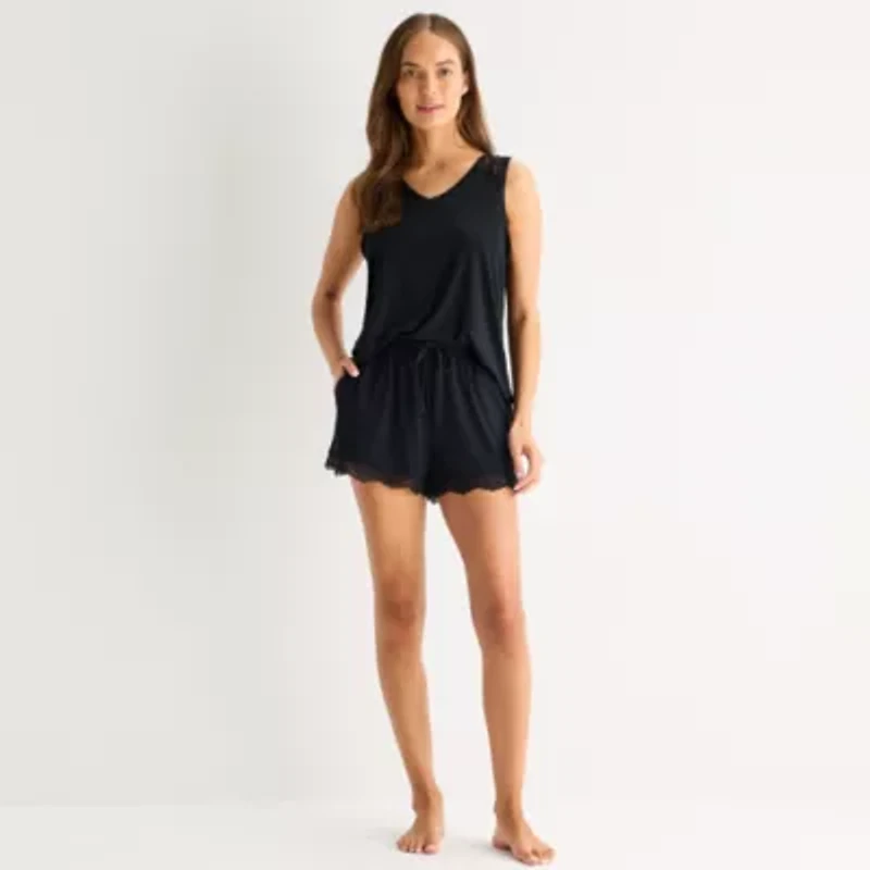 Ambrielle Womens V Neck Sleeveless Pajama Top