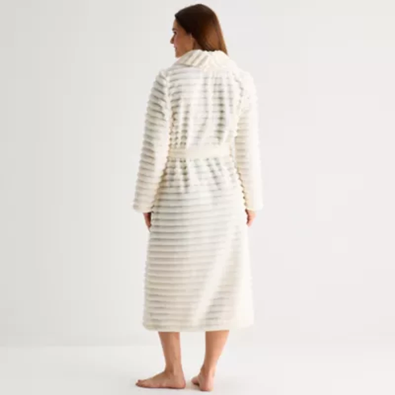Liz Claiborne Womens Fleece Long Sleeve Length Robe