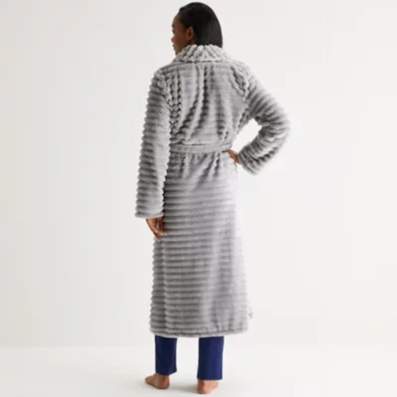 Liz Claiborne Womens Fleece Long Sleeve Length Robe