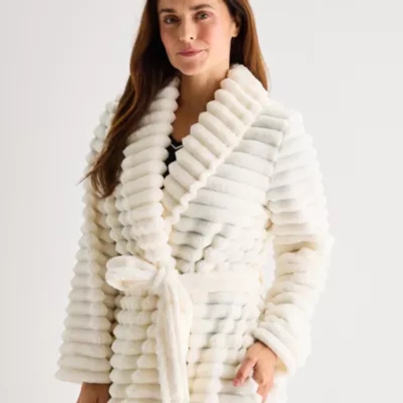 Liz Claiborne Womens Fleece Long Sleeve Length Robe