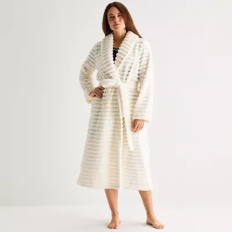 Liz Claiborne Womens Fleece Long Sleeve Length Robe