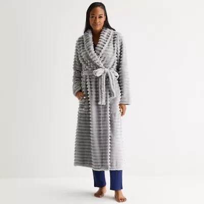 Liz Claiborne Womens Fleece Long Sleeve Length Robe