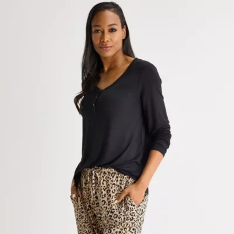 Liz Claiborne Cool and Calm Womens Long Sleeve 2-pc. Pajama Sets