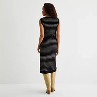 Isabel & Nina Womens Sleeveless Striped Midi Sweater Dress