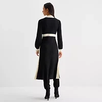52seven Womens Long Sleeve Midi Sweater Dress