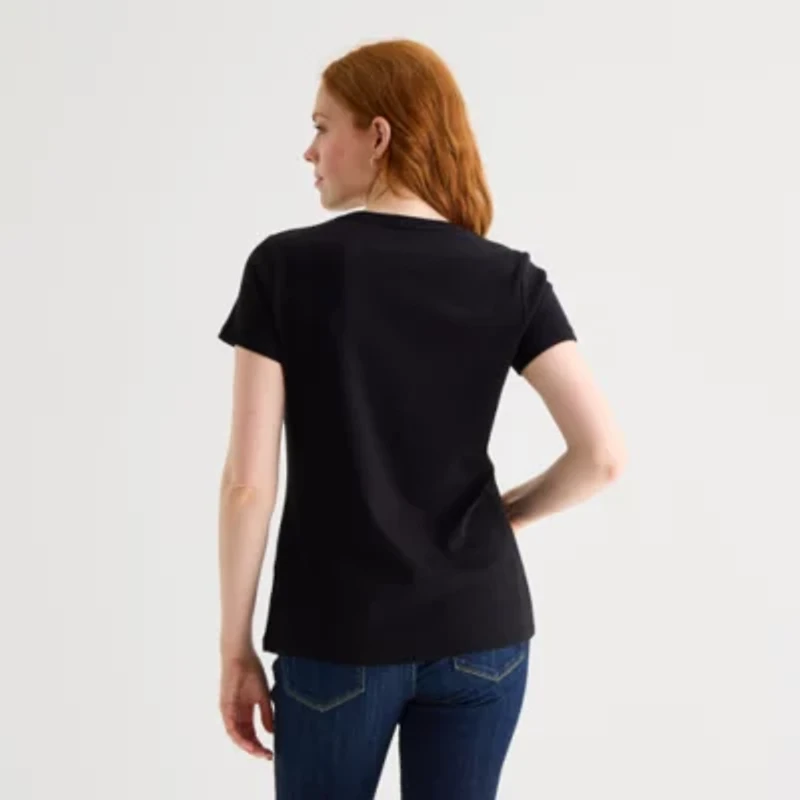 St. John's Bay Womens Tall V Neck Short Sleeve T-Shirt