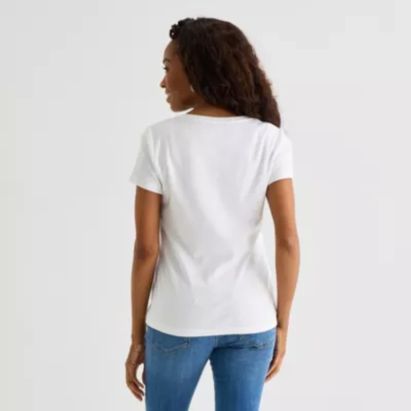 St. John's Bay Womens Tall V Neck Short Sleeve T-Shirt