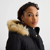 St. John's Bay Womens Hooded Heavyweight Puffer Jacket