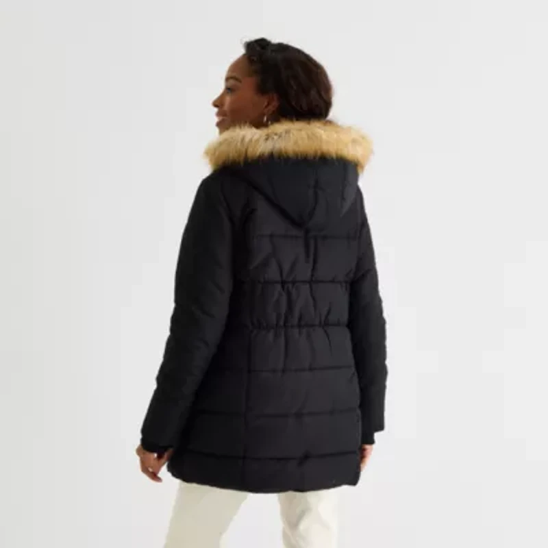 St. John's Bay Womens Hooded Heavyweight Puffer Jacket