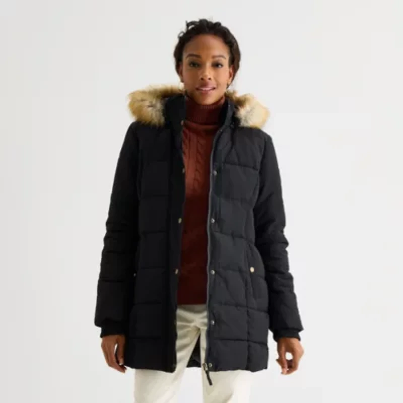 St. John's Bay Womens Hooded Heavyweight Puffer Jacket