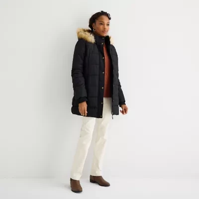 St. John's Bay Womens Hooded Heavyweight Puffer Jacket