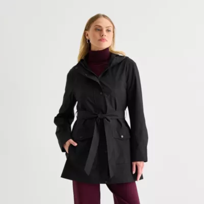 St. John's Bay Womens Hooded Lightweight Raincoat