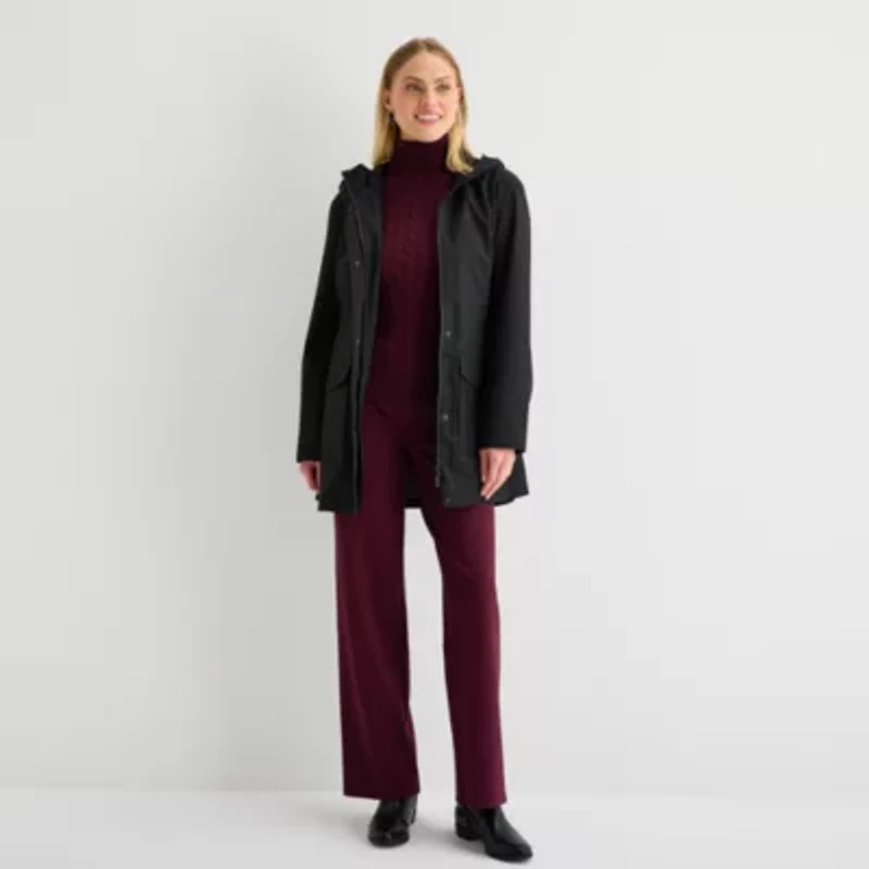 St. John's Bay Womens Hooded Lightweight Raincoat