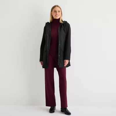 St. John's Bay Womens Hooded Lightweight Raincoat