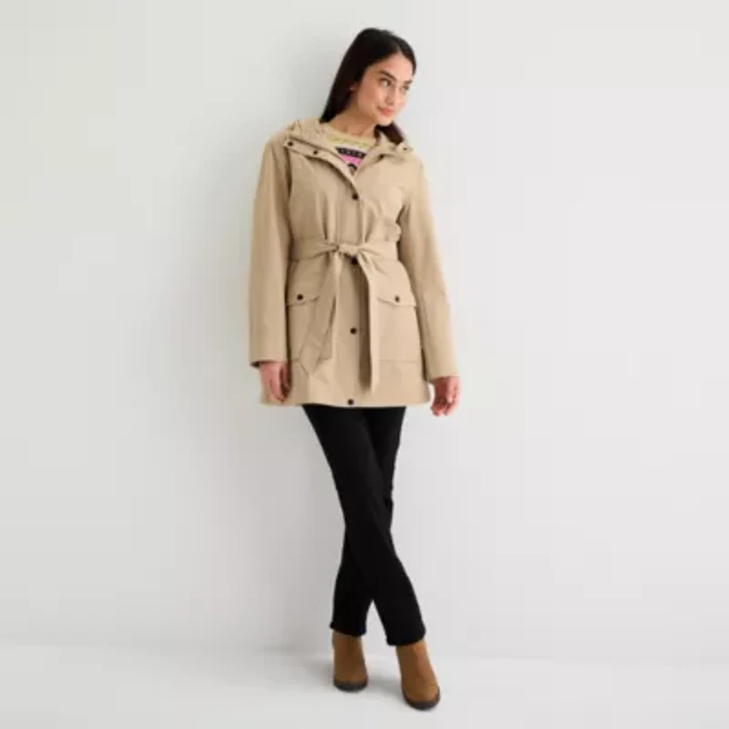 St. John's Bay Womens Hooded Lightweight Raincoat
