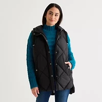 St. John's Bay Womens Hooded Midweight Puffer Vest