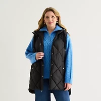 St. John's Bay Womens Hooded Midweight Plus Puffer Vest