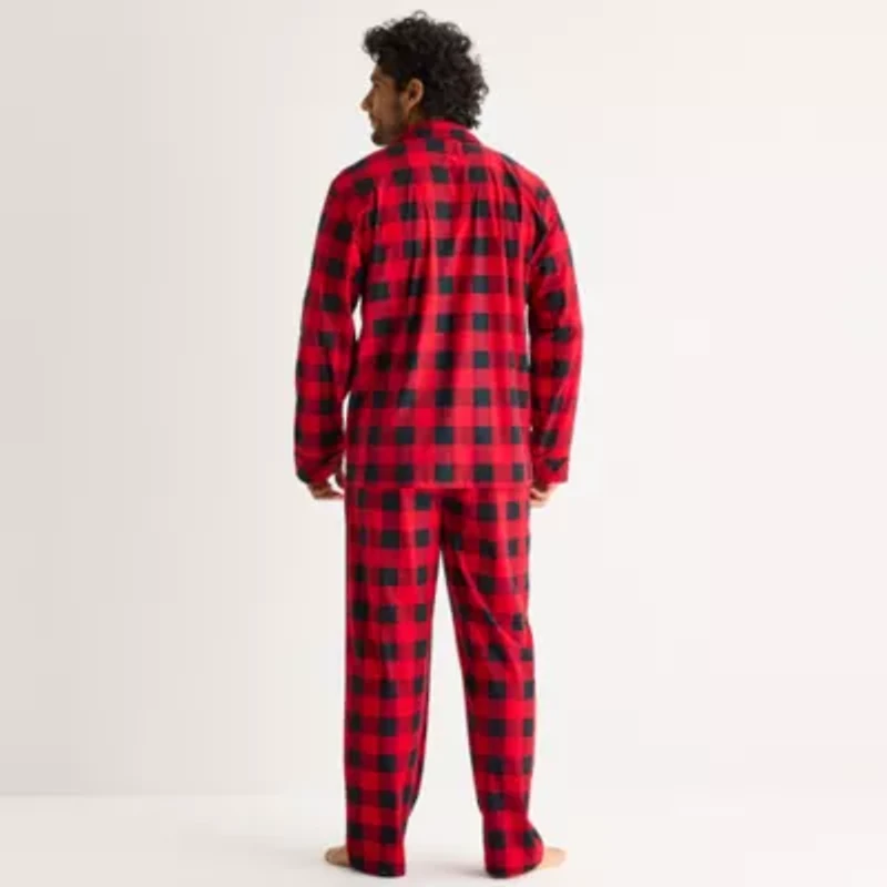 St. John's Bay Mens Fleece Long Sleeve 2-pc. Pajama Sets
