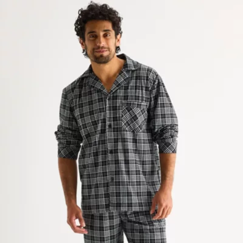 St. John's Bay Mens Fleece Long Sleeve 2-pc. Pajama Sets