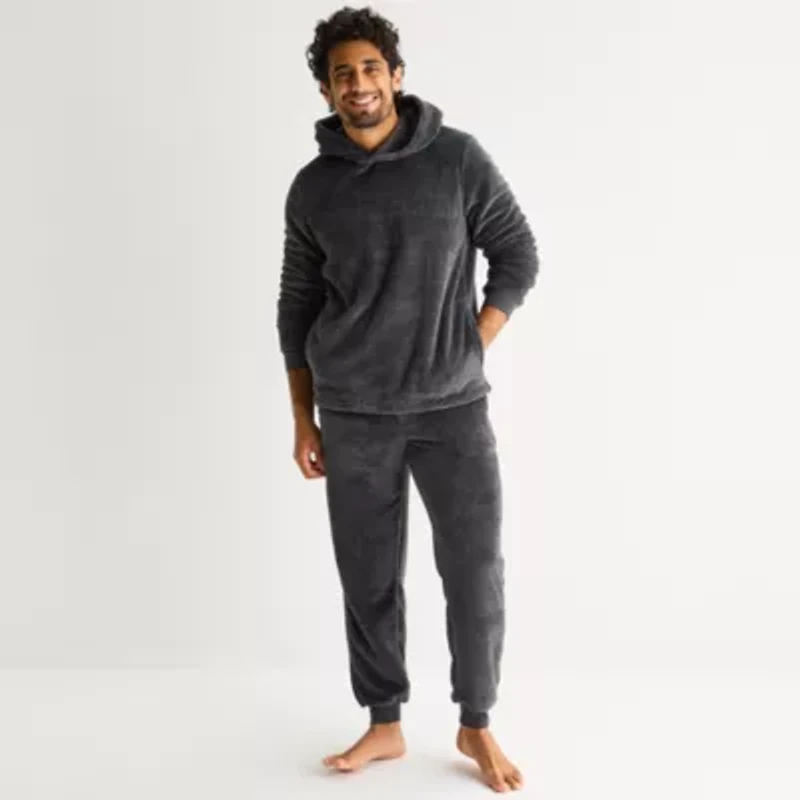 St. John's Bay Plush Mens Hooded Long Sleeve Pajama Top