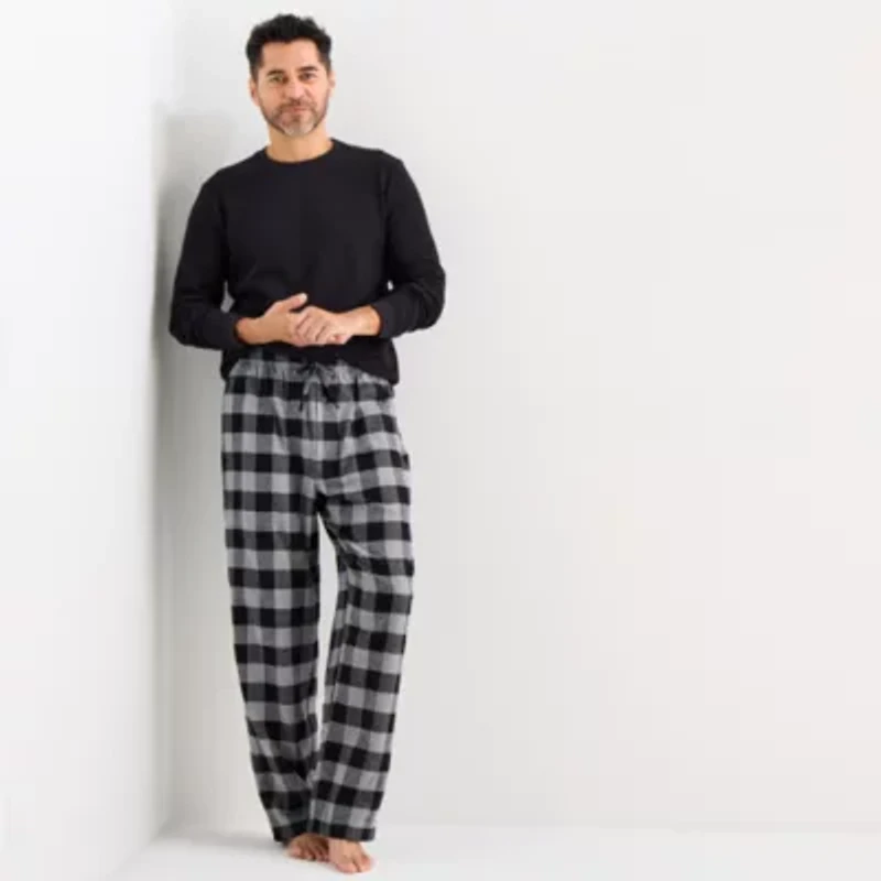 St. John's Bay Mens Waffle Crew Neck Long Sleeve Pajama Top