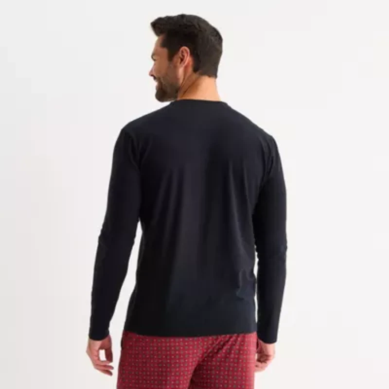 Stafford Mens Henley Neck Long Sleeve Pajama Top