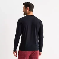 Stafford Mens Henley Neck Long Sleeve Pajama Top