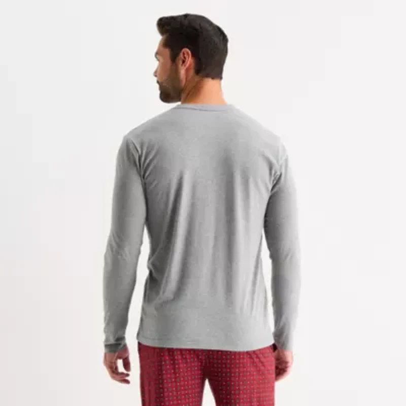 Stafford Mens Henley Neck Long Sleeve Pajama Top