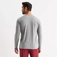 Stafford Mens Henley Neck Long Sleeve Pajama Top