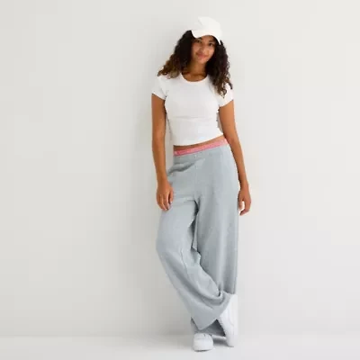Forever 21 Womens Comfort Waistband Wide Leg High Rise Juniors Fleece Sweatpant