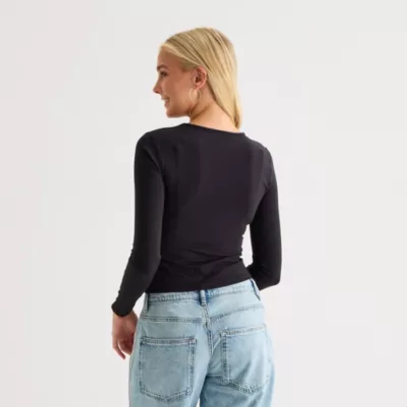 Arizona Womens Crew Neck Long Sleeve Juniors T-Shirt