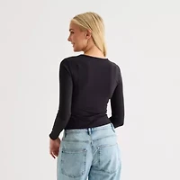 Arizona Womens Crew Neck Long Sleeve Juniors T-Shirt