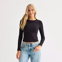 Arizona Womens Crew Neck Long Sleeve Juniors T-Shirt