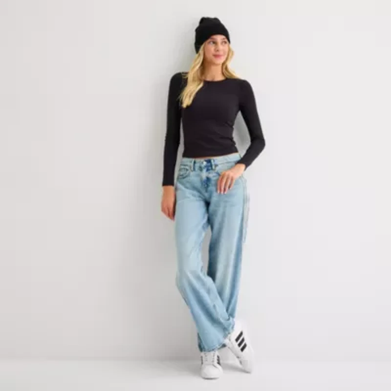 Arizona Womens Crew Neck Long Sleeve Juniors T-Shirt