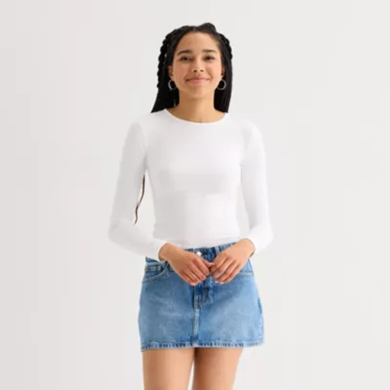 Arizona Womens Juniors Crew Neck Long Sleeve T-Shirt