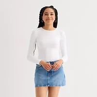 Arizona Womens Juniors Crew Neck Long Sleeve T-Shirt