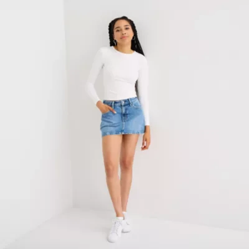 Arizona Womens Juniors Crew Neck Long Sleeve T-Shirt