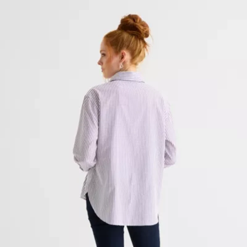 St. John's Bay Womens Long Sleeve Embellished Blouse