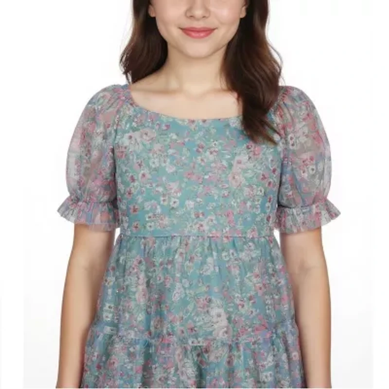 Lilt Big Kid Girls Short Sleeve A-Line Dress