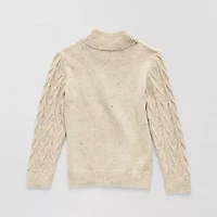Okie Dokie Boys Mock Neck Long Sleeve Toddler Quarter-Zip Pullover Sweater