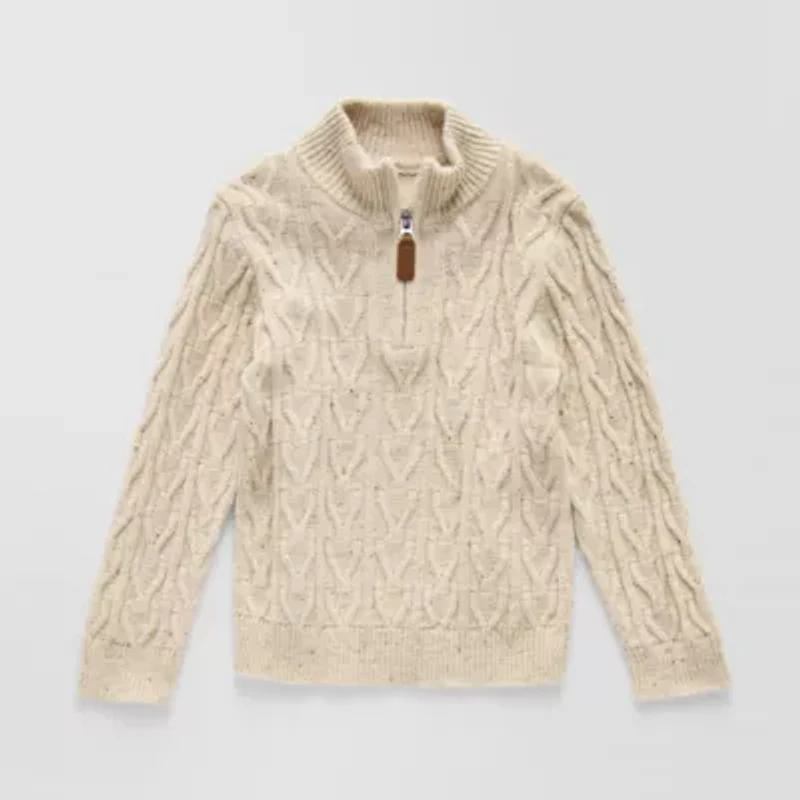 Okie Dokie Boys Mock Neck Long Sleeve Toddler Quarter-Zip Pullover Sweater